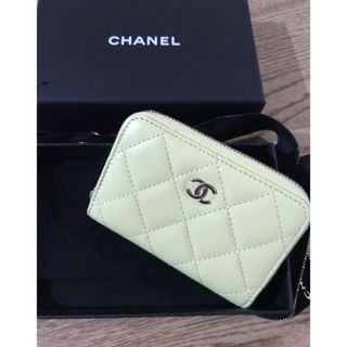 ★シャネル★CHANEL★ジップコインパース★ライムイエロー★新品同様★