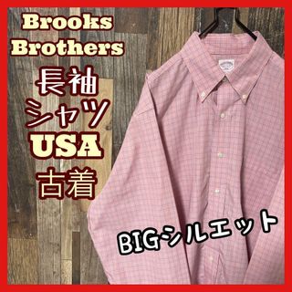 ブルックスブラザース(Brooks Brothers)のブルックスブラザーズ ボタンダウン チェック メンズ XL ピンク シャツ 古着(シャツ)