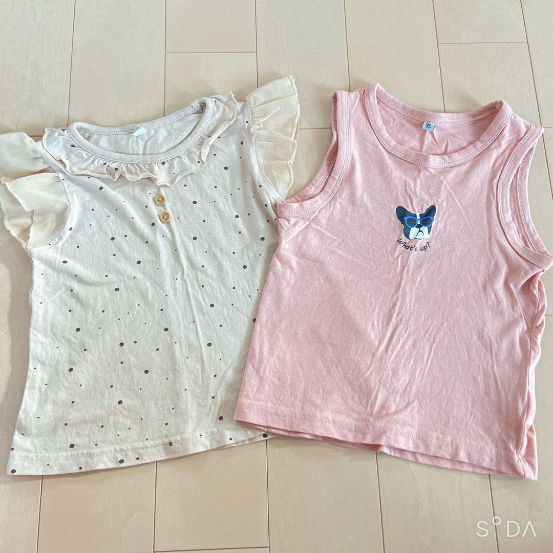 女の子 夏服 2枚セット キッズ/ベビー/マタニティのキッズ服女の子用(90cm~)(Tシャツ/カットソー)の商品写真