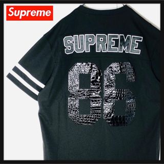 シュプリーム(Supreme)の【希少】シュプリーム ベースボールシャツ クロコ柄ナンバー ビックロゴ 両面ロゴ(Tシャツ/カットソー(半袖/袖なし))