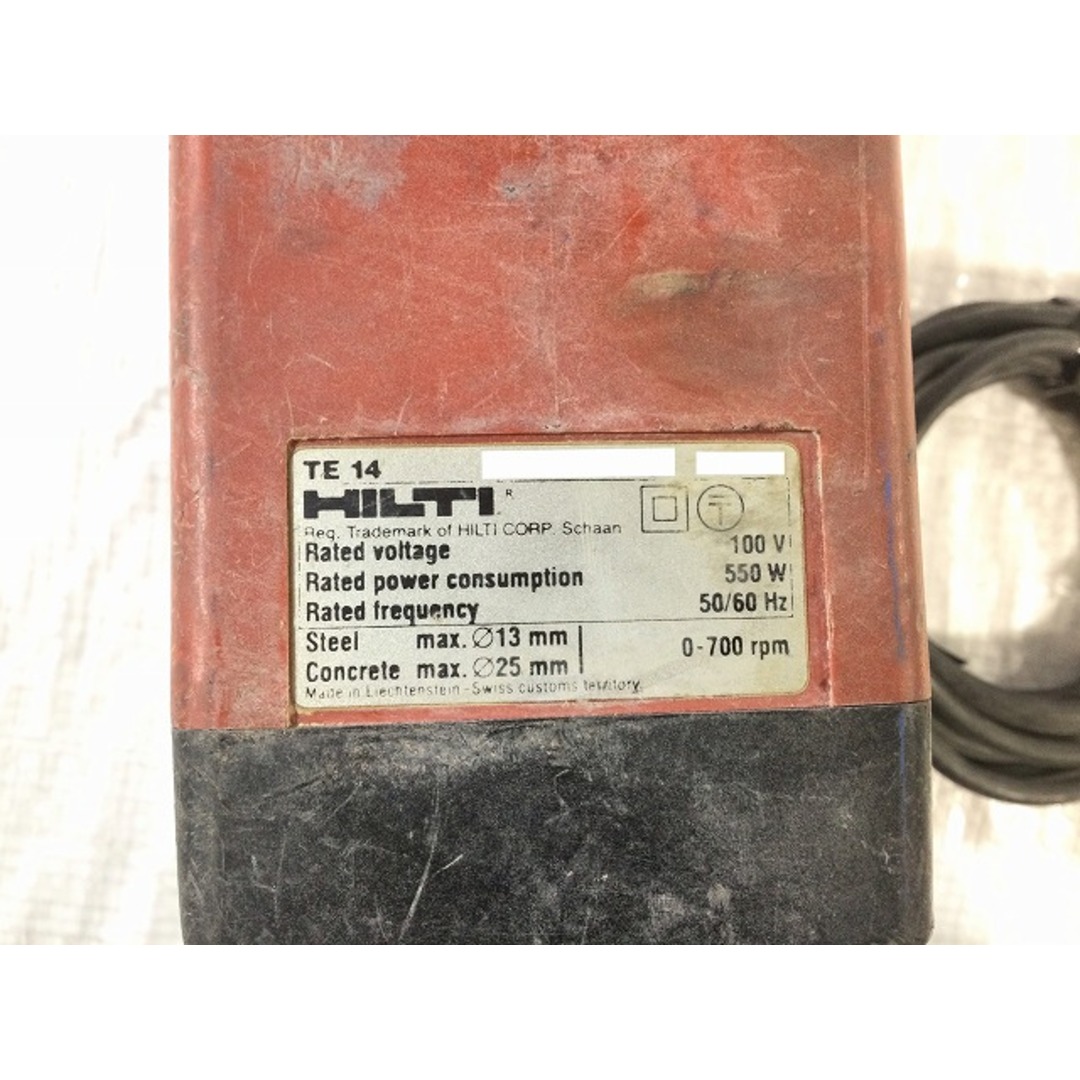 ☆中古品☆HILTI ヒルティ 100V ロータリーハンマードリル TE14 ケース付 SDSプラス コード式 ロータリハンマドリル 穴あけ 穿孔 89553 自動車/バイクのバイク(工具)の商品写真