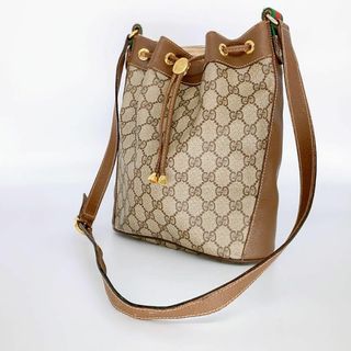 グッチ(Gucci)のGUCCI オールドグッチ 巾着ショルダーバッグ シェリーライン　GG柄(ショルダーバッグ)