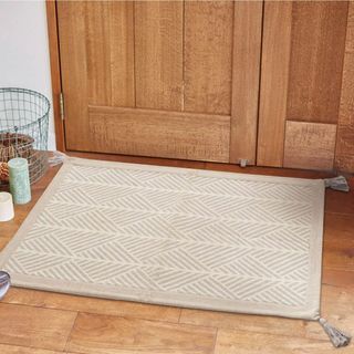 【人気商品】萩原 玄関マット 屋内 室内 ホワイト 約50×80cm 「クラック(ラグ)