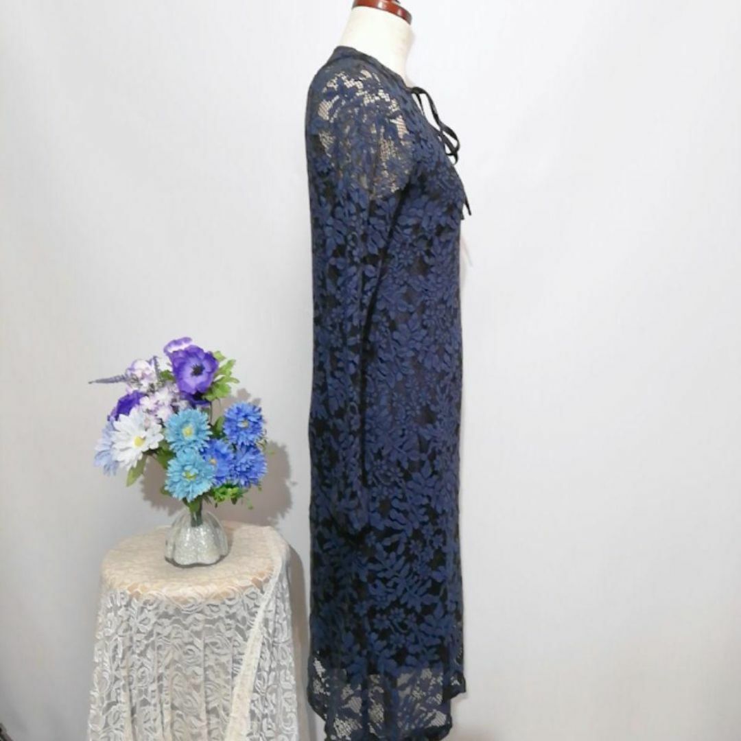 Ava  極上美品　総レース　ドレス　ワンピース　パーティー　紺色系　Мサイズ レディースのフォーマル/ドレス(ナイトドレス)の商品写真