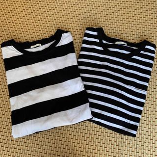 ジーユー(GU)のメンズLサイズ　ボーダーTシャツ2枚セット(Tシャツ/カットソー(七分/長袖))