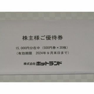 ホットランド　株主優待券　３０枚　銀だこ(フード/ドリンク券)