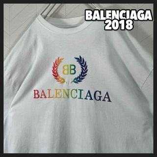 バレンシアガ(Balenciaga)のBALENCIAGA Tシャツ レインボーロゴ 刺繍 デカロゴ オーバーサイズ(Tシャツ/カットソー(半袖/袖なし))