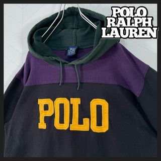 ポロラルフローレン(POLO RALPH LAUREN)の90s ポロ ラルフローレン スウェット パーカー 好配色 デカロゴ 切替え(パーカー)