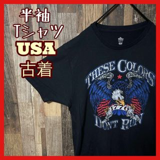 ブラック アーチロゴ M ワシ 大判 メンズ USA古着 半袖 Tシャツ(Tシャツ/カットソー(半袖/袖なし))