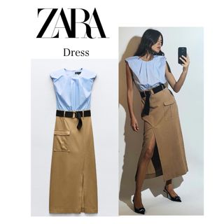 ザラ(ZARA)の【限定セール】大人気コントラストミディワンピース(ひざ丈ワンピース)