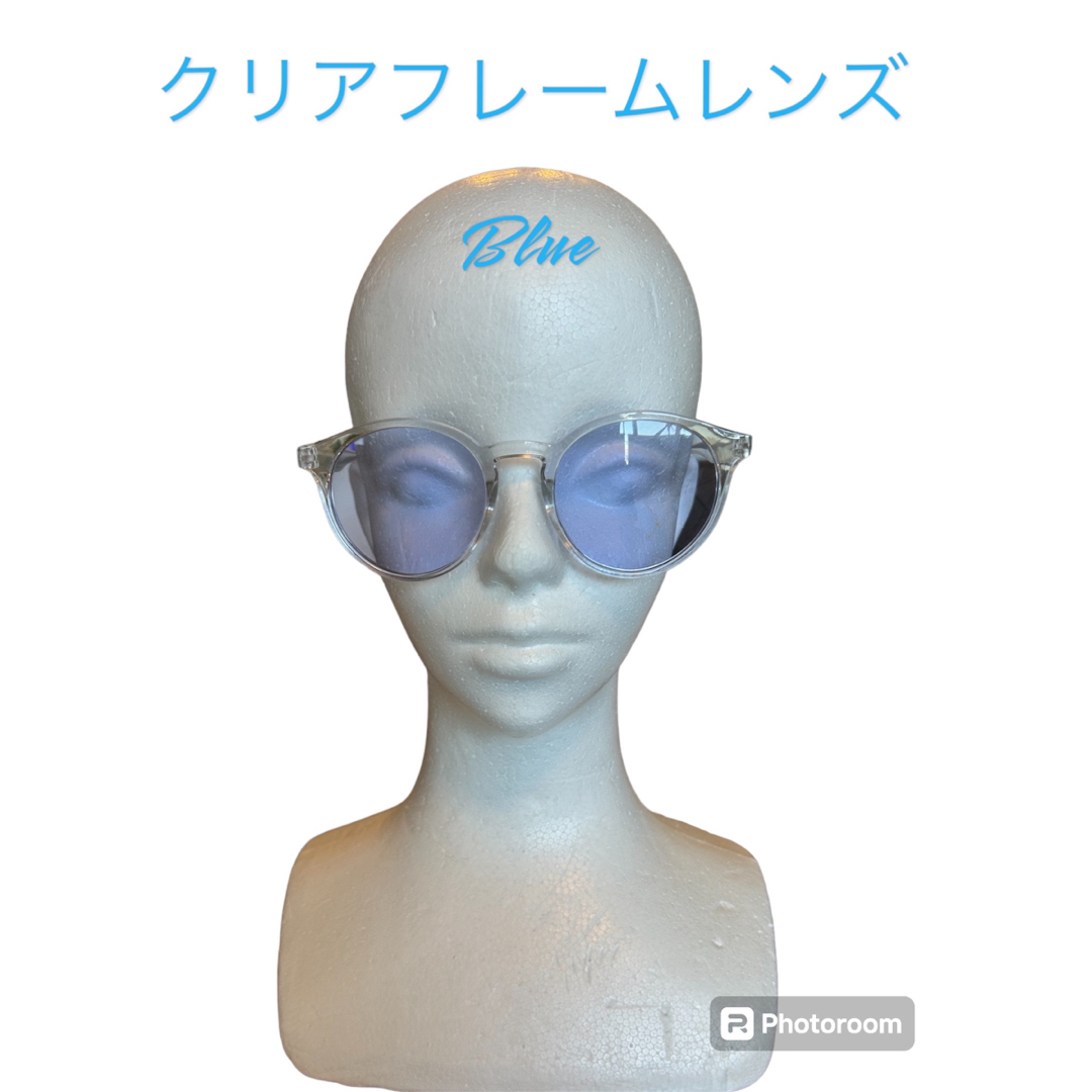 クリアフレームレンズBlue メンズのファッション小物(サングラス/メガネ)の商品写真
