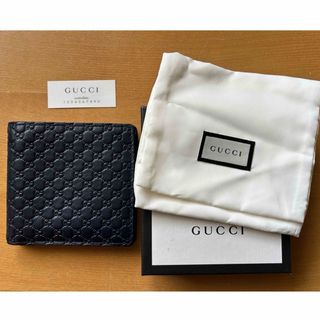 グッチ(Gucci)のグッチ GUCCI 財布　二つ折り　グッチシマ レザー  黒　小銭入れ　メンズ (折り財布)