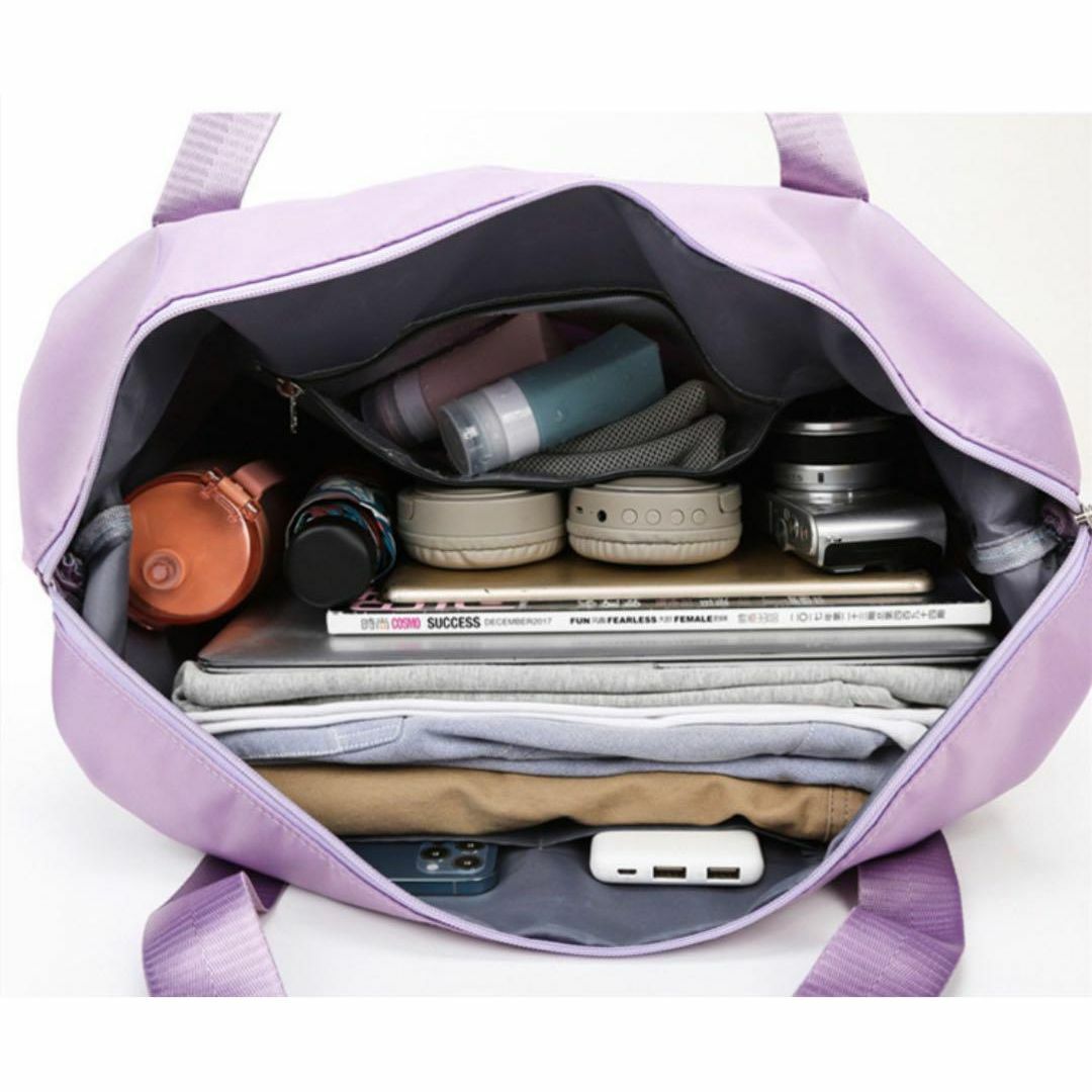大人気！旅行バッグ ボストンバッグ 紫パープル 大容量 ジム オルチャン 軽量 レディースのバッグ(ボストンバッグ)の商品写真