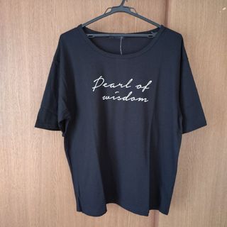 新品 未使用 プリント トップス 半袖 Tシャツ レディース ４Ｌサイズ 黒色(Tシャツ(半袖/袖なし))