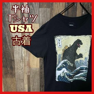 ブラック M ゴジラ 映画 キャラクター メンズ USA古着 半袖 Tシャツ(Tシャツ/カットソー(半袖/袖なし))