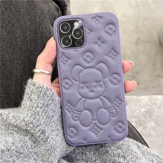 【限定】スマホケース パープル アイフォン iphone 15 くま 紫 ベアー(iPhoneケース)