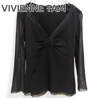 ヴィヴィアンタム(VIVIENNE TAM)のヴィヴィアンタム チュールカットソー シアー シースルー 透け感 黒 サイズ0(Tシャツ(長袖/七分))