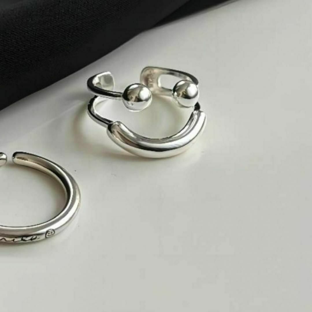 指輪 シルバー リング メンズ カジュアル スマイリー ペアリング シンプル レディースのアクセサリー(リング(指輪))の商品写真
