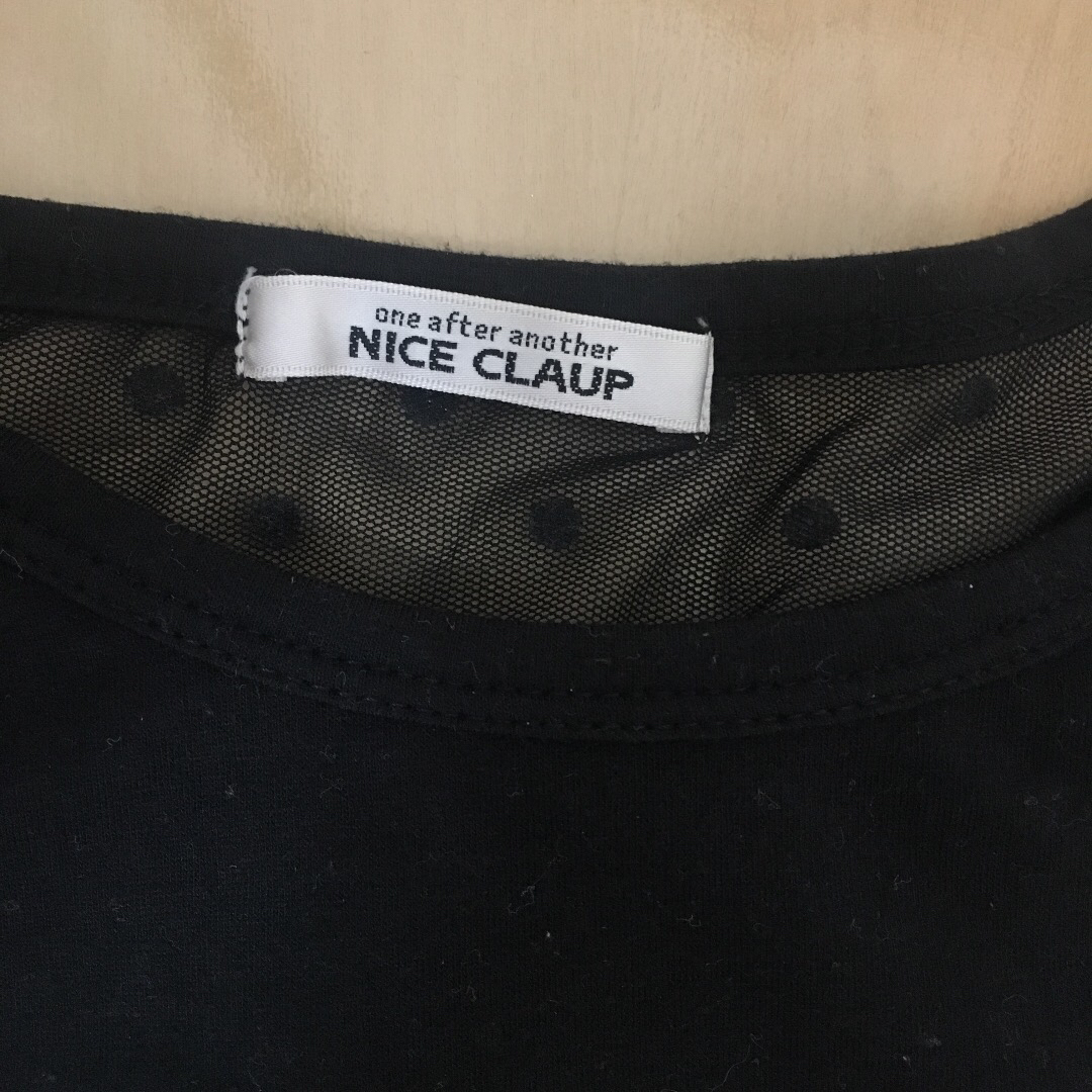 NICE CLAUP(ナイスクラップ)の半袖 シースルー トップス カットソー レディース キッズ ドット 個性的 黒 レディースのトップス(Tシャツ(半袖/袖なし))の商品写真