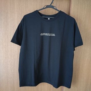 新品 未使用 プリント トップス 半袖 Tシャツ レディース Ｌサイズ 黒色(Tシャツ(半袖/袖なし))