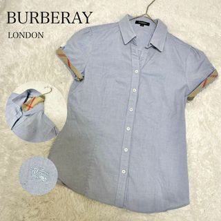 BURBERRY LONDON  半袖 シャツ ノバチェック 38【ロゴ刺繍】