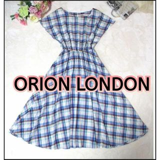 【ORION LONDON】チェック柄ワンピース　プリーツ　春夏　フレア(ロングワンピース/マキシワンピース)