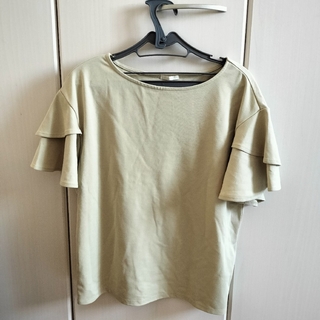 ジーユー(GU)のGU チューリップスリーブTシャツ(半袖) グリーン(Tシャツ(半袖/袖なし))