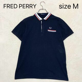 フレッドペリー(FRED PERRY)のフレッドペリー リンガーポロシャツ 半袖 ネイビー M ワンポイント 刺繍 春夏(ポロシャツ)