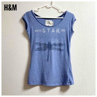 H&M - H&M レディース トップス Tシャツ 半袖 ブルー とんぼ