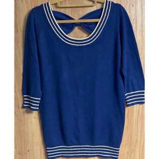 セシルマクビー(CECIL McBEE)の♡39値下げ CECILMcBEE セシル ネイビー バックリボン トップス♡(ニット/セーター)