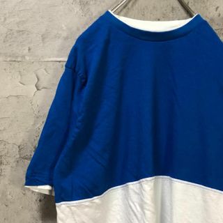 【BLUE GEAR】バイカラー 無地 USA輸入 オーバー Tシャツ(Tシャツ/カットソー(半袖/袖なし))