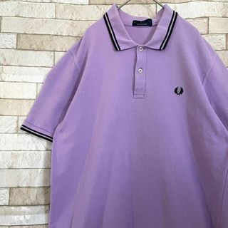 フレッドペリー(FRED PERRY)のフレッドペリー イングランド製 ポロシャツ 半袖 刺繍 紫 黒 2XL(ポロシャツ)