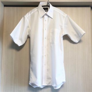 【美品】洋服の青山 サヴィルロウ ノンアイロン涼感半袖ワイシャツ 37 ホワイト