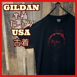 ギルタン(GILDAN)のL プリント ギルダン メンズ ブラック USA古着 半袖 Tシャツ(Tシャツ/カットソー(半袖/袖なし))