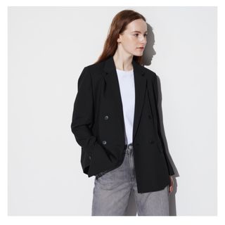 ユニクロ(UNIQLO)のUNIQLO ダブルジャケット ブラックSサイズ(テーラードジャケット)