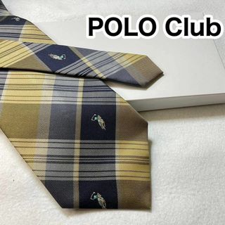 ポロクラブ(Polo Club)の◆◆ギフトBOX付 美品！ Polo Club　ネクタイ　イエロー/ネイビー(ネクタイ)