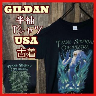 ギルタン(GILDAN)のイベント ツアーT M ギルダン メンズ ブラック USA古着 半袖 Tシャツ(Tシャツ/カットソー(半袖/袖なし))