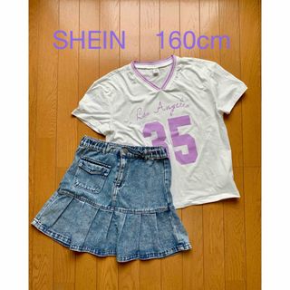 シーイン(SHEIN)のTシャツ　デニムスカート　セット　160cm(スカート)