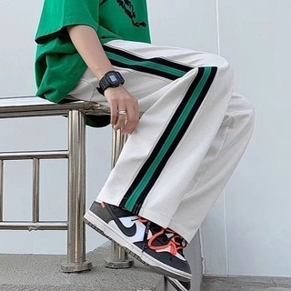 【限定sale】メンズ　ライン　パンツ　XL　白　緑　カジュアル　ストリート(その他)