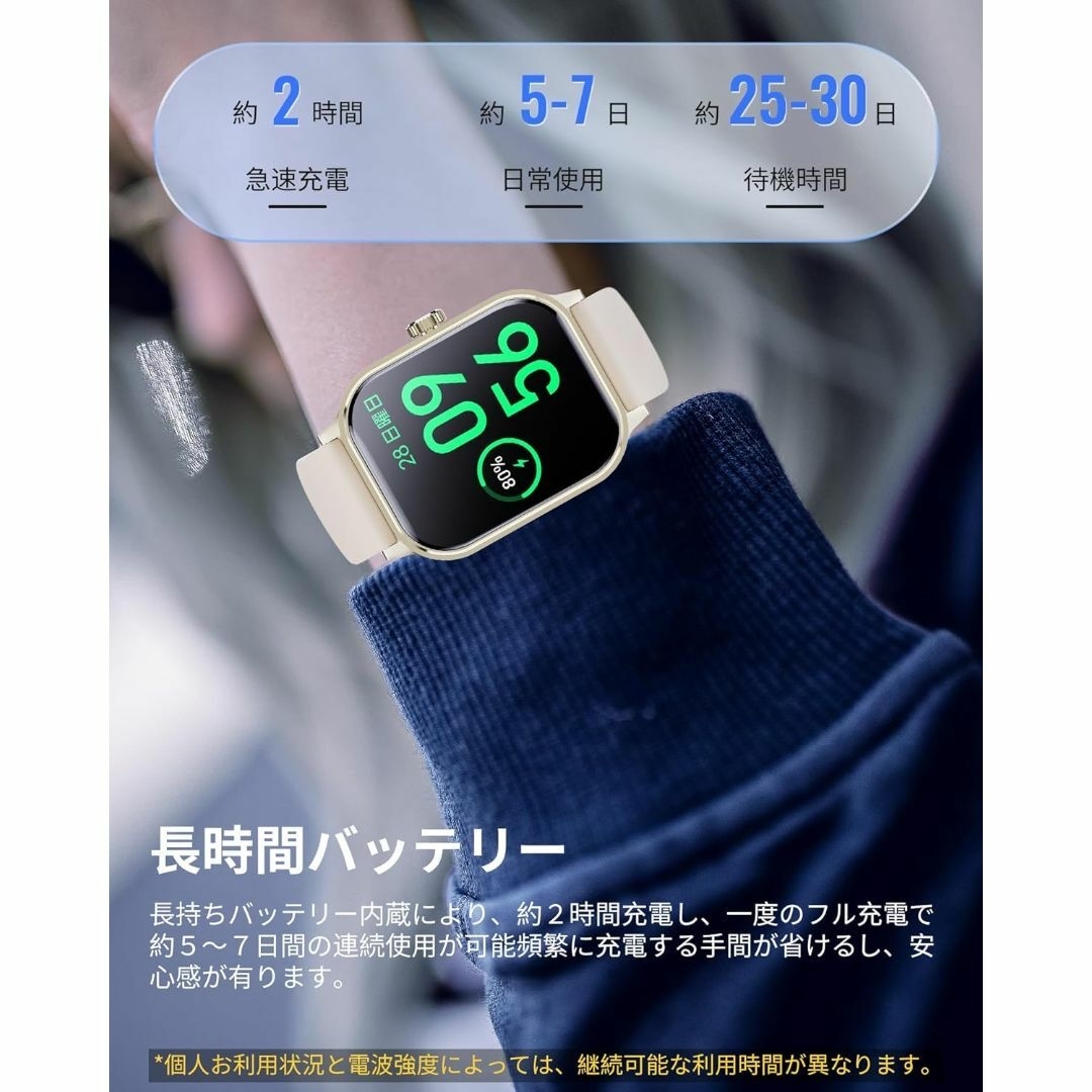スマートウォッチ 2.1インチ超大画面 【2024年新登場】通話機能 多機能 レディースのファッション小物(腕時計)の商品写真
