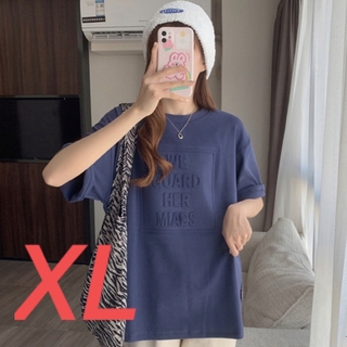 【XL】3Dロゴトップス Tシャツ ネイビー 半袖(Tシャツ(半袖/袖なし))