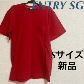 エントリーエスジー(ENTRY SG)の新品　ENTRY SG 半袖Tシャツ トップス S クルーネック レッド(Tシャツ/カットソー(半袖/袖なし))
