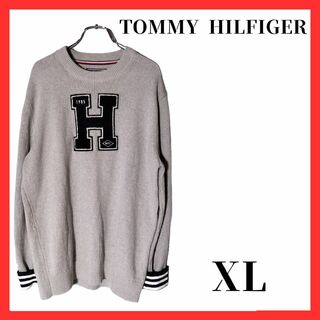 トミーヒルフィガー(TOMMY HILFIGER)のTOMMY　HILFLGER　ニット　Hデカロゴ　ビックロゴ　XLサイズ(ニット/セーター)
