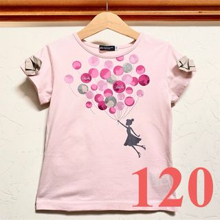 ベベ(BeBe)のベベ トップス 120 Tシャツ ピンク  女の子 リボン(Tシャツ/カットソー)