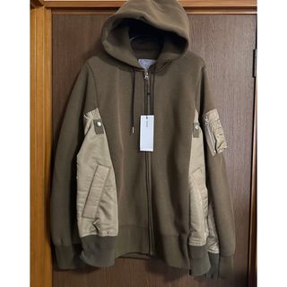 サカイ(sacai)の2新品 sacai スポンジ スウェット 再構築 MA-1 ブルゾン パーカー(スウェット)