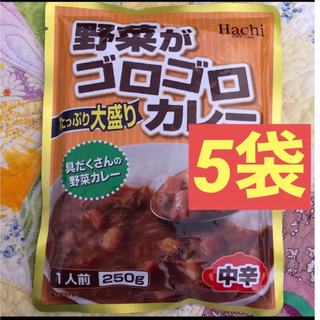 ハチショクヒン(ハチ食品)のレトルト食品　野菜がゴロゴロカレー　中辛　250g×5袋(レトルト食品)