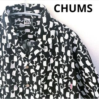 チャムス(CHUMS)のCHUMS 半袖シャツ　総柄　Sサイズ　チャムス　ブラック(シャツ)