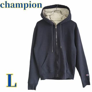 Champion - champion　USA古着　メンズ　フルジップ　Lサイズ　フード裏グレー