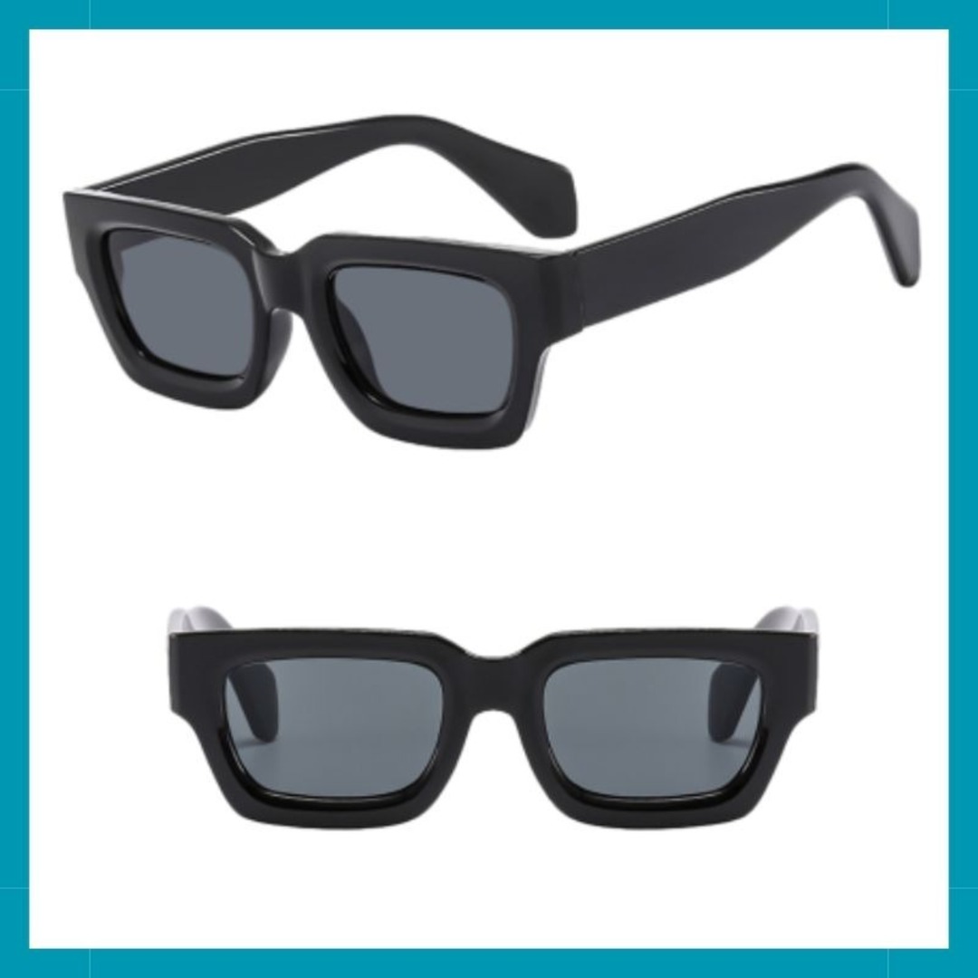 【人気】サングラス ブラック レトロ レディース 韓国  スクエア グレー 黒 メンズのファッション小物(サングラス/メガネ)の商品写真