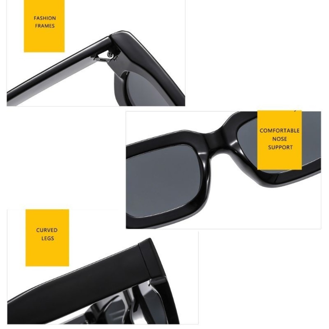 【人気】サングラス ブラック レトロ レディース 韓国  スクエア グレー 黒 メンズのファッション小物(サングラス/メガネ)の商品写真